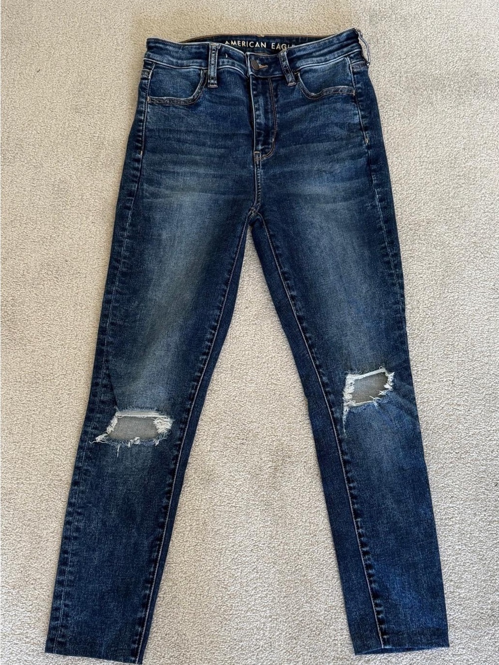 American Eagle Outfitters Dark Blue Distressed Skinny Jeans